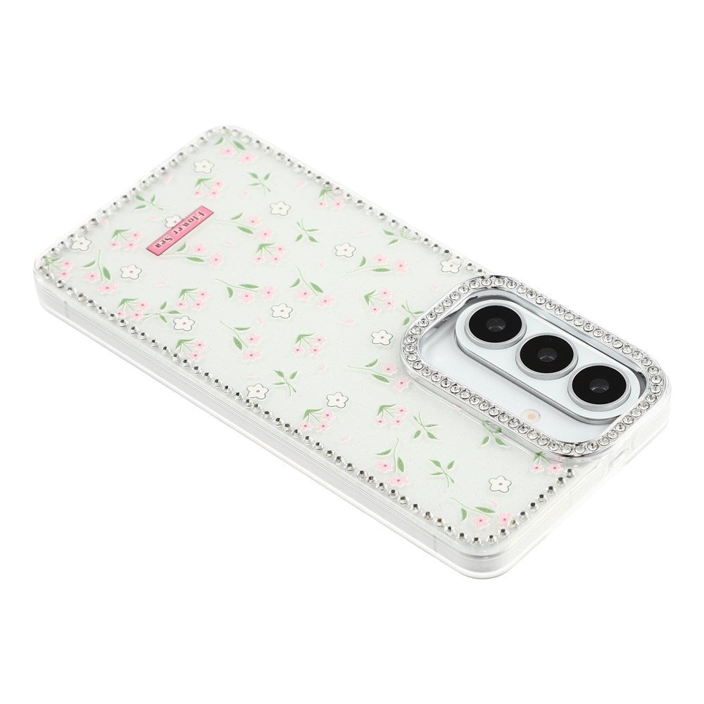 Samsung Galaxy S26 EIDERWOOD Hybrid Deksel med Strass & Blomsterdesign - Hvit / Vårblomster