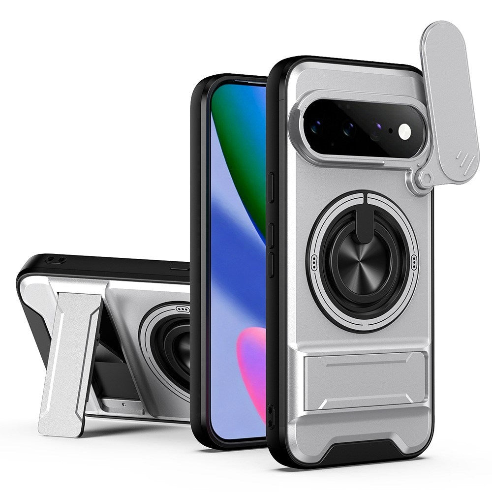 Google Pixel 11 / 11 Pro EIDERWOOD Hybrid Håndverker Deksel m. Kickstand & Cam Slider - MagSafe Kompatibel - Sølv