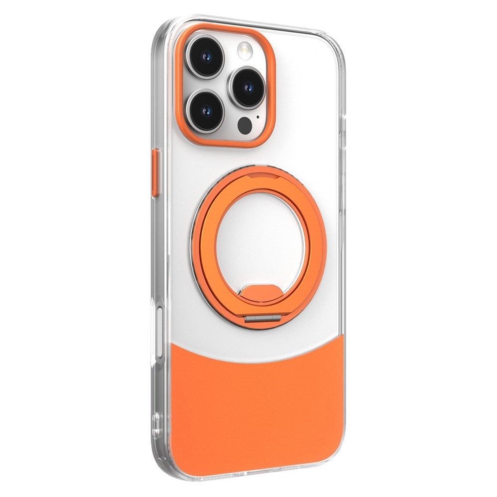 iPhone 16 Pro EIDERWOOD Hybrid Deksel med Stativfunksjon - MagSafe Kompatibel - Gjennomsiktig / Oransje