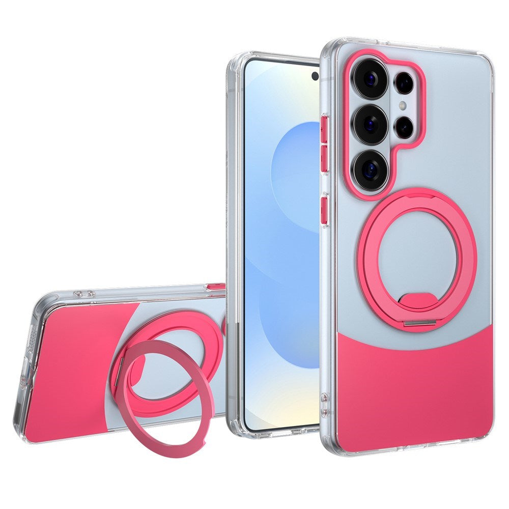 Samsung Galaxy S26 EIDERWOOD Hybrid Deksel med Stativfunksjon - MagSafe Kompatibel - Gjennomsiktig / Pink
