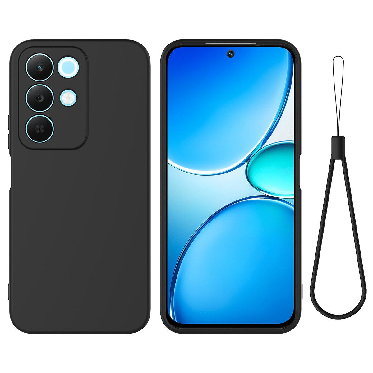 Realme C100 EIDERWOOD Silikon Deksel m. Stropp - Svart