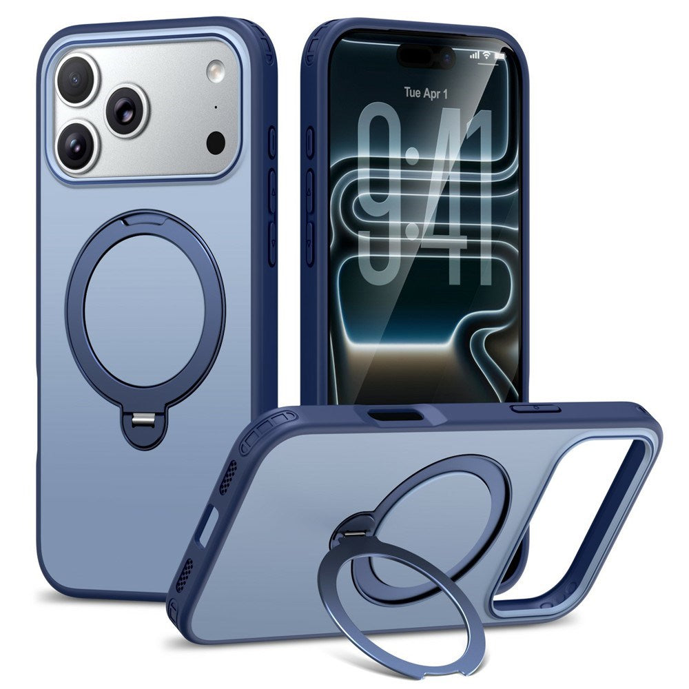 iPhone 18 Pro / 17 Pro EIDERWOOD Hybrid Plast Deksel m. Roterende Kickstand - MagSafe Kompatibel - Blå
