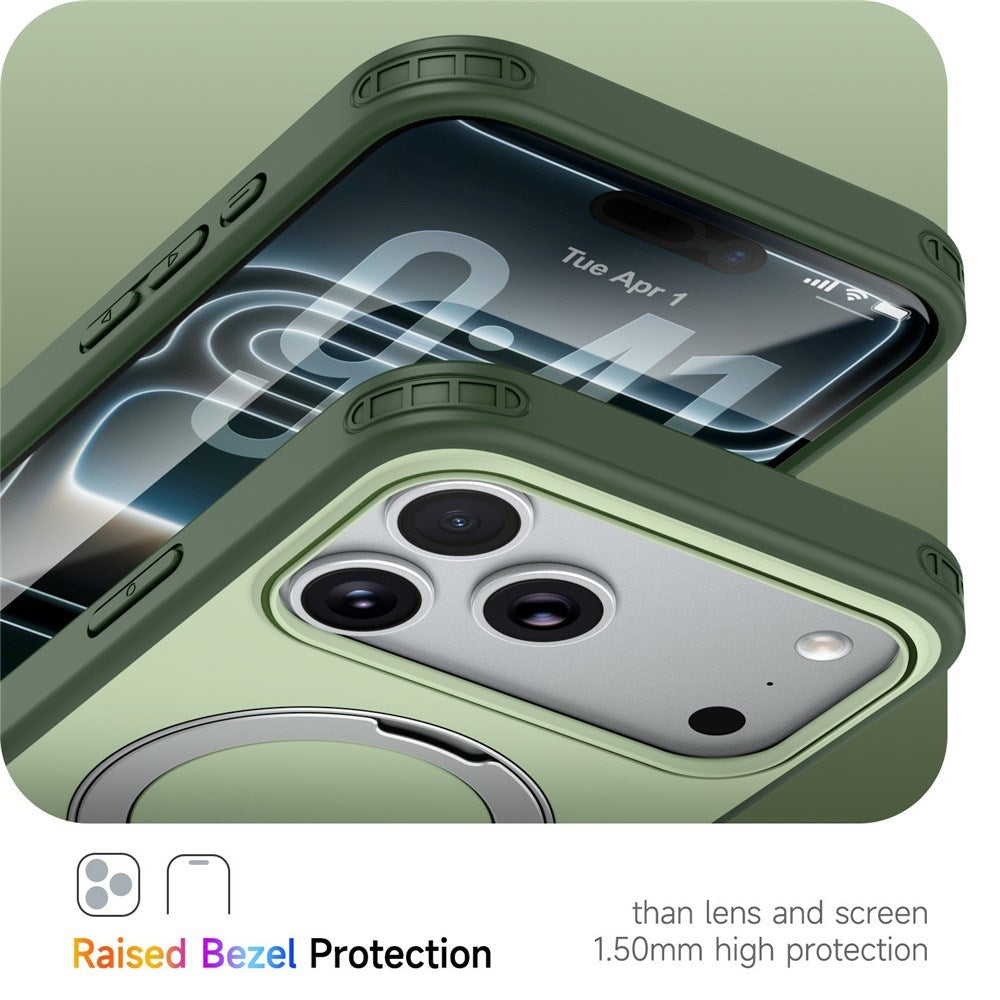 iPhone 18 Pro / 17 Pro EIDERWOOD Hybrid Plast Deksel m. Roterende Kickstand - MagSafe Kompatibel - Grønn