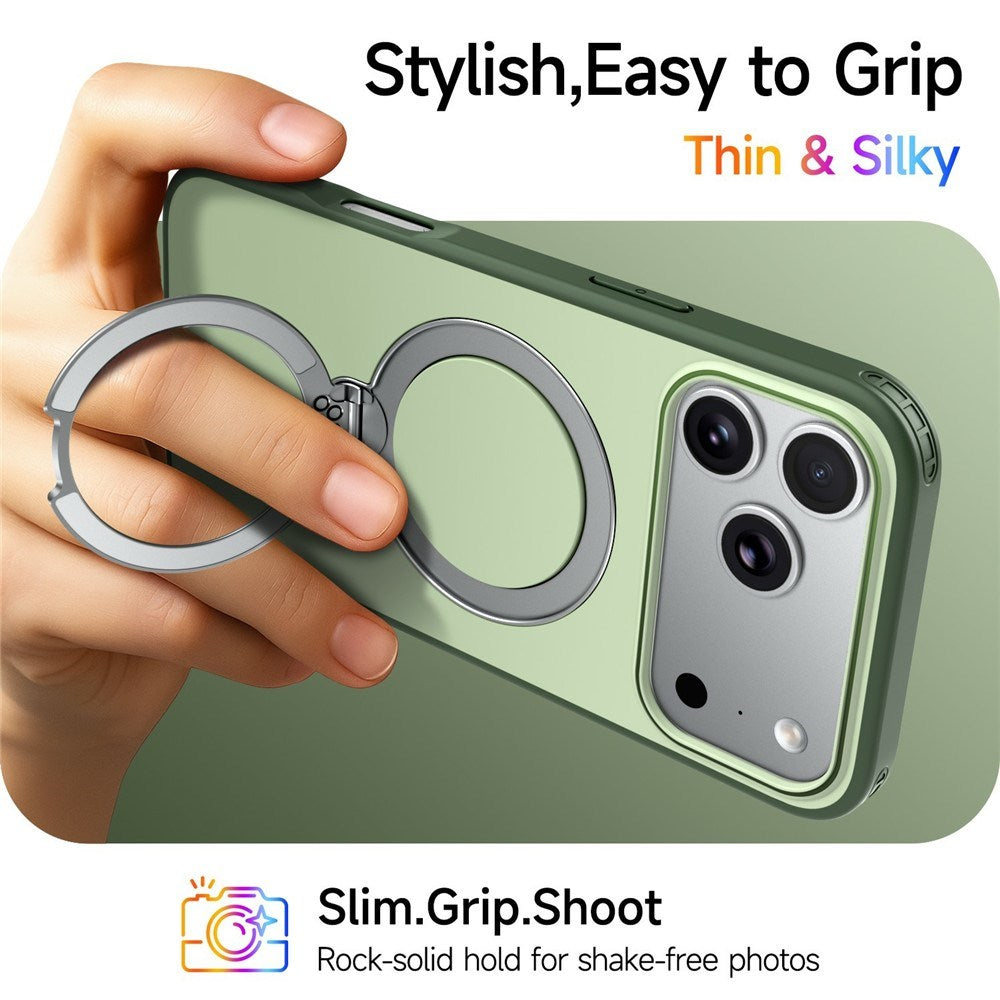 iPhone 18 Pro / 17 Pro EIDERWOOD Hybrid Plast Deksel m. Roterende Kickstand - MagSafe Kompatibel - Grønn