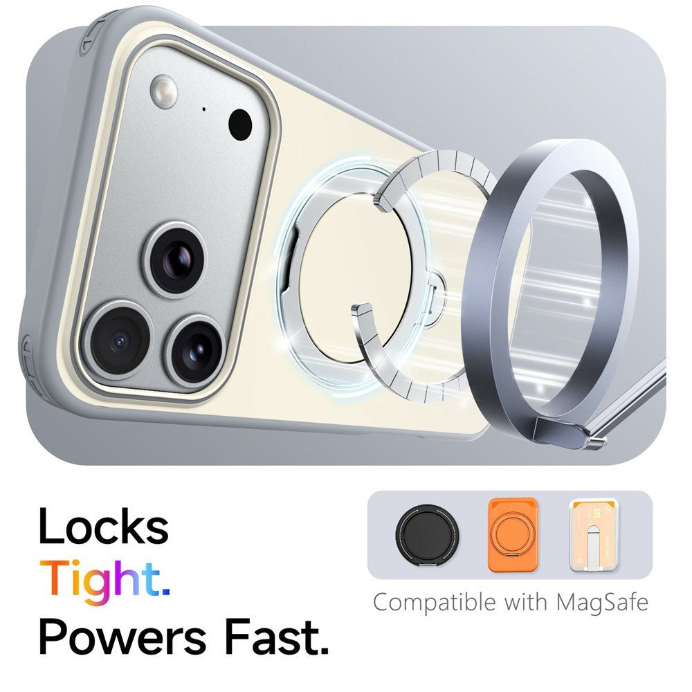 iPhone 18 Pro Max / 17 Pro Max EIDERWOOD Hybrid Plast Deksel m. Roterende Kickstand - MagSafe Kompatibel - Hvit