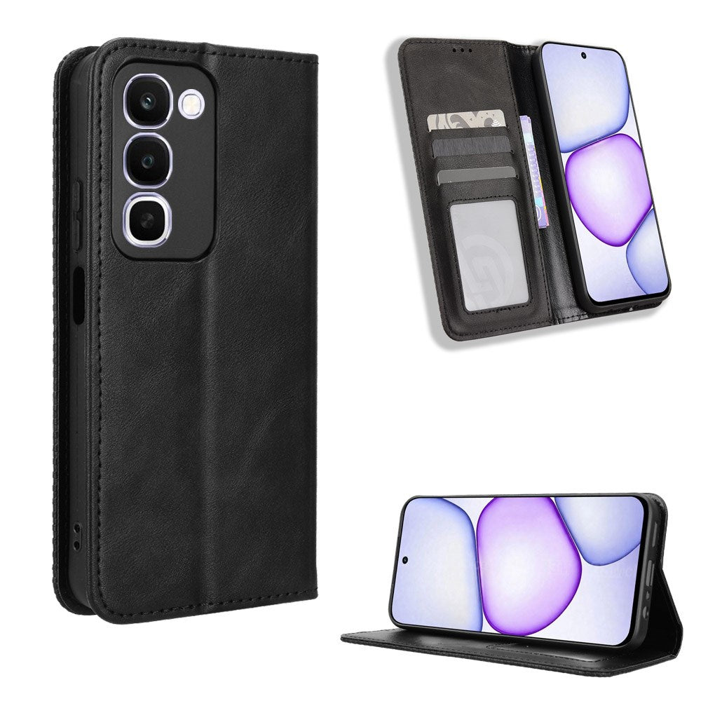 Realme C100 EIDERWOOD Kunstskinn Flip Deksel m. Kortlomme & Stativfunksjon - Svart