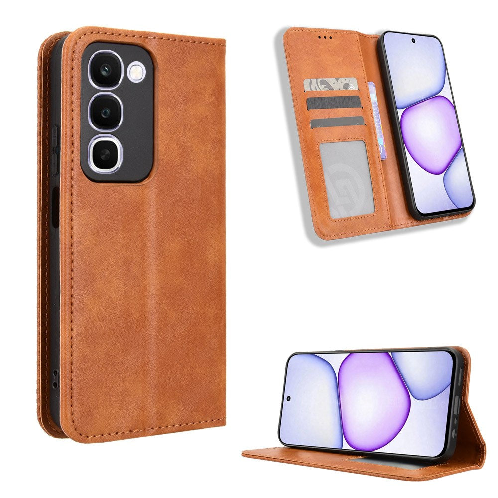 Realme C100 EIDERWOOD Kunstskinn Flip Deksel m. Kortlomme & Stativfunksjon - Brun