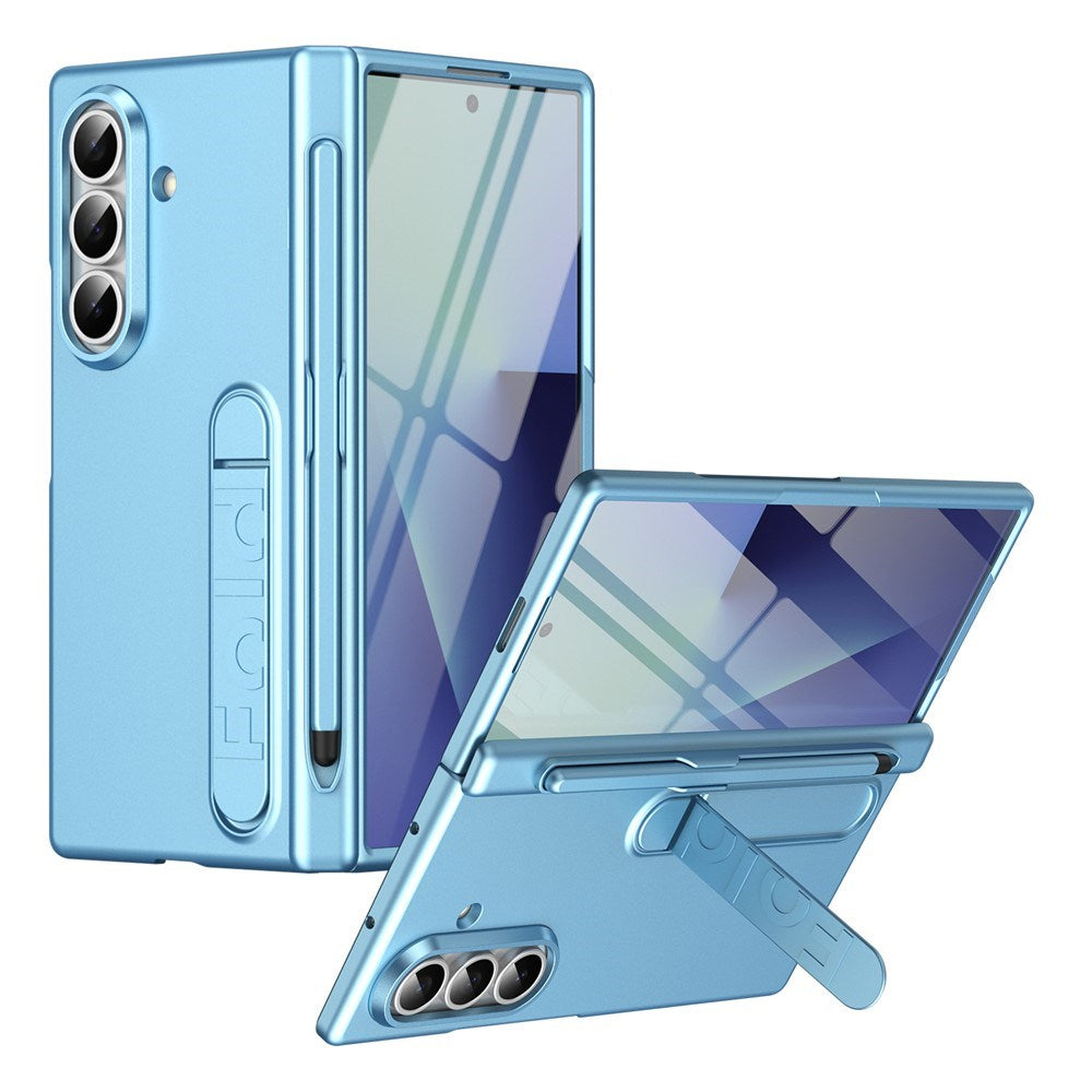 Samsung Galaxy Z Fold8 Hard Plast Deksel m. Skjermbeskytter & Støttefunksjon - Lyseblå