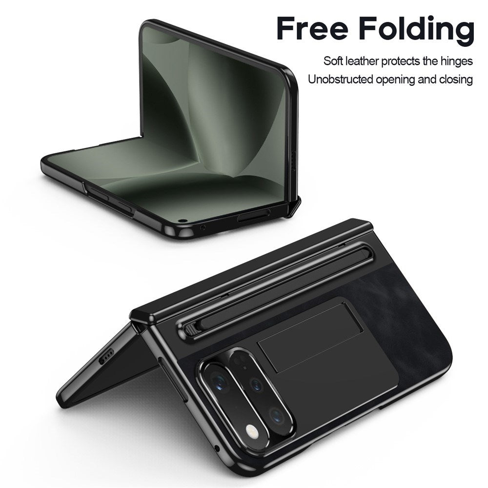 Google Pixel 11 Pro Fold EIDERWOOD Kunstskinndeksel med Herdet Glass – Svart