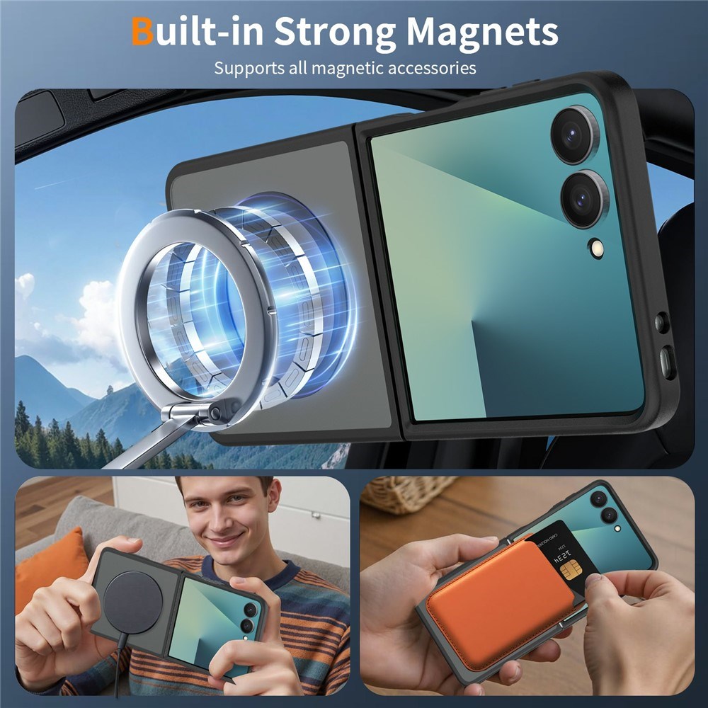 Samsung Galaxy Z Flip8 Matt Fleksibelt Plast Deksel - MagSafe Kompatibel - Svart