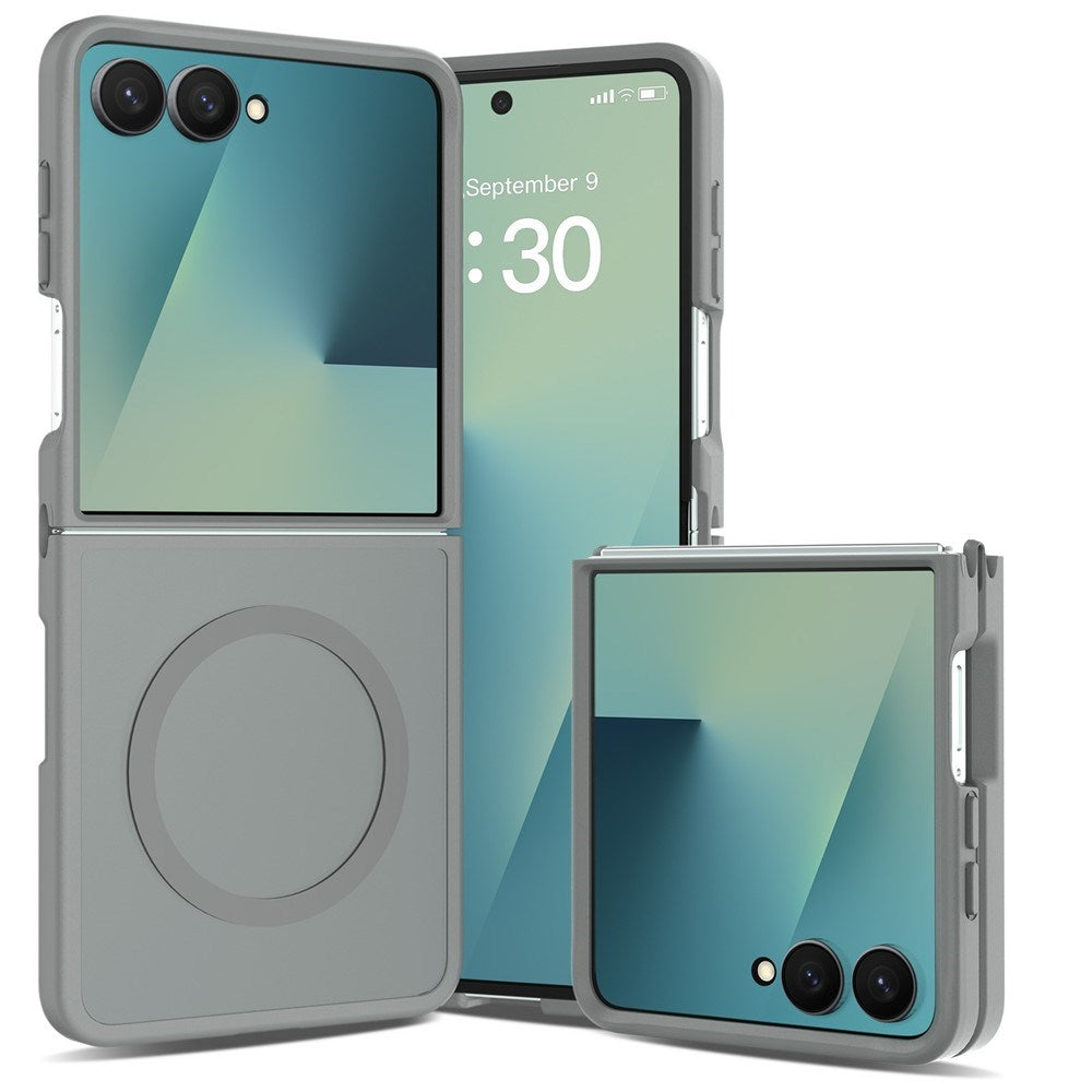 Samsung Galaxy Z Flip8 Matt Fleksibelt Plast Deksel - MagSafe Kompatibel - Grå
