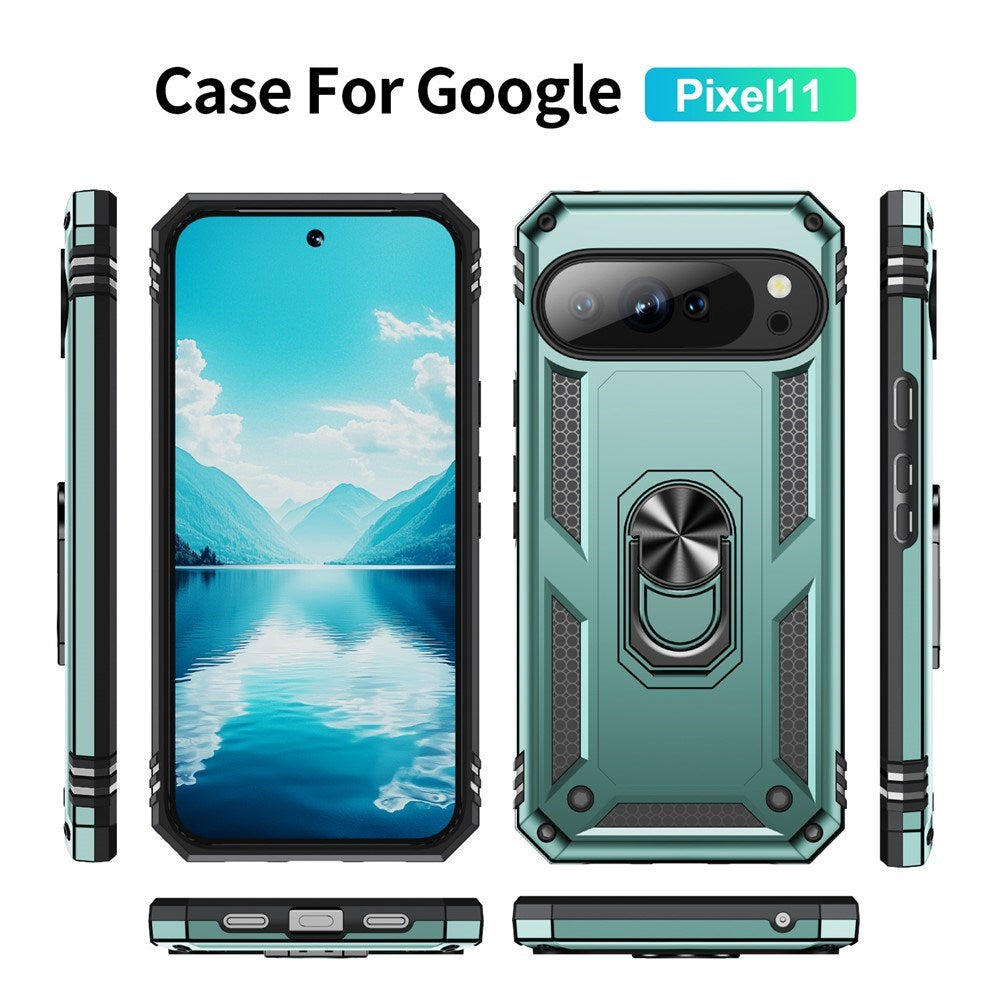 Google Pixel 11 / 11 Pro EIDERWOOD Håndverkerdeksel med 360 Graders Roterbar Støtte - Turkis