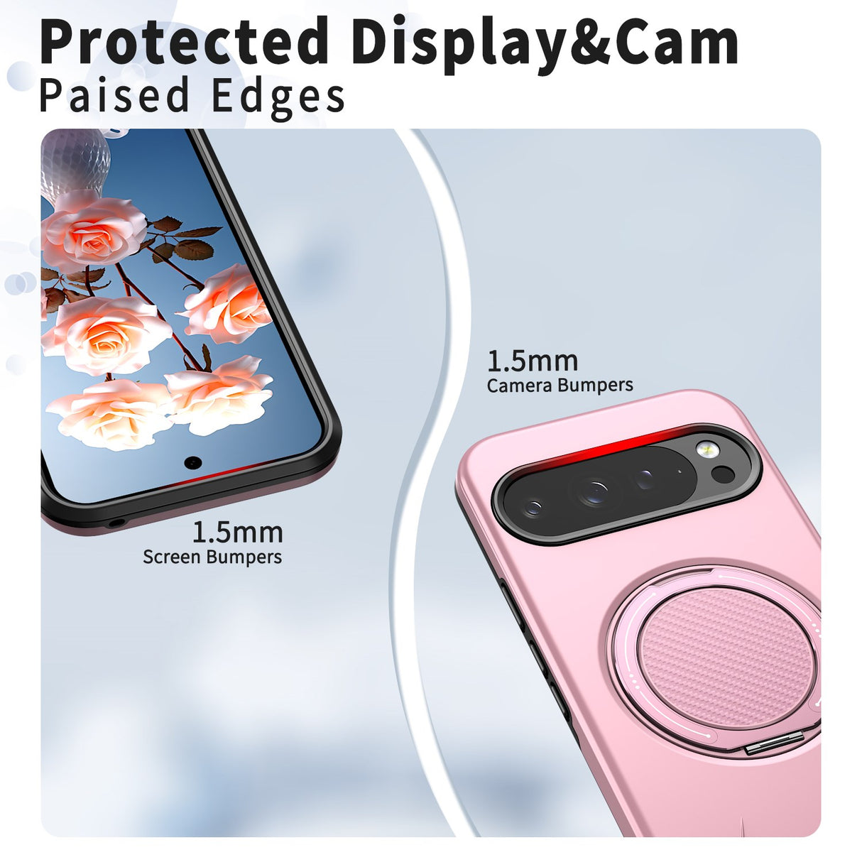 Google Pixel 11 / 11 Pro EIDERWOOD Hybrid Plast Deksel med Roterende Kickstand - MagSafe Kompatibel - Rosa