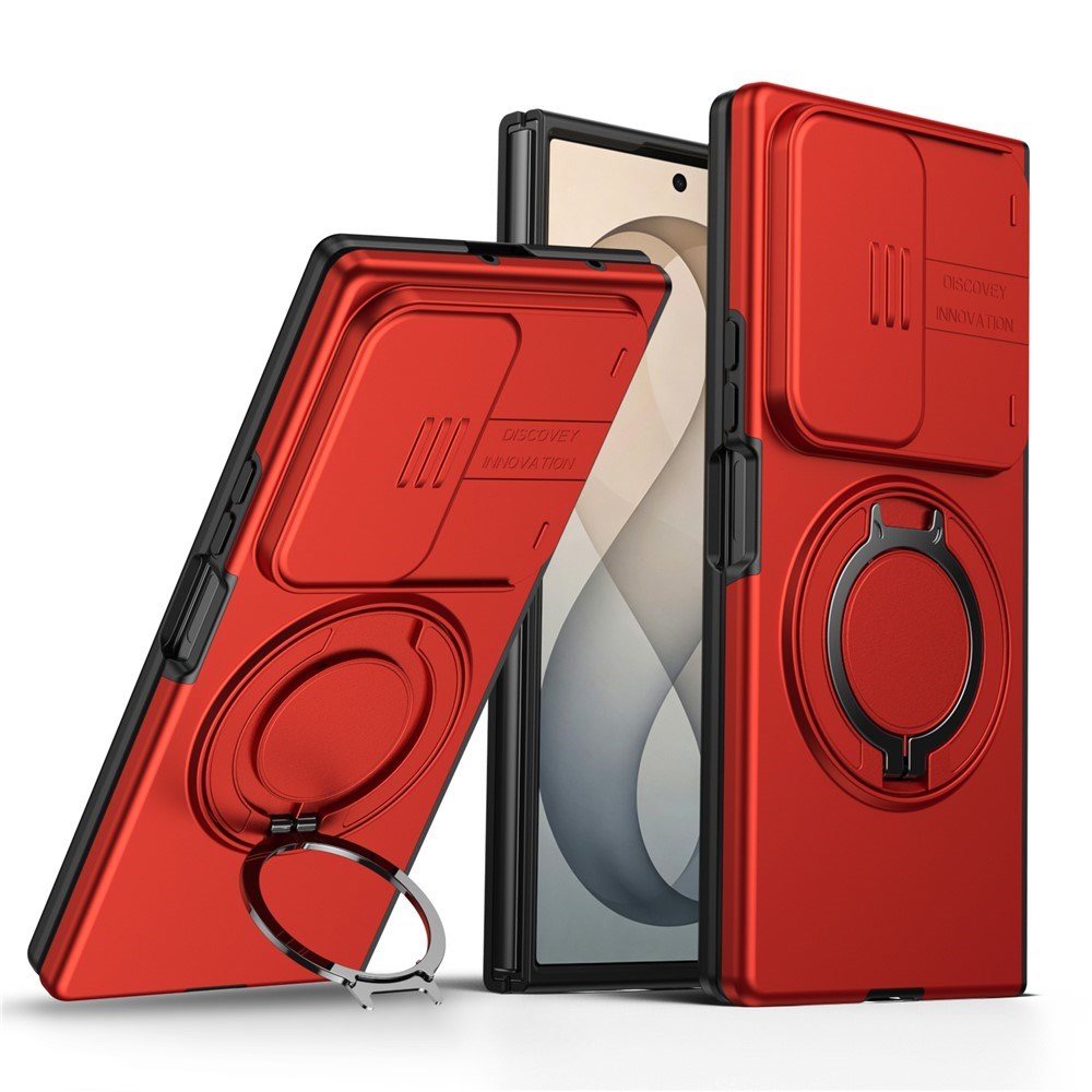 Samsung Galaxy Z Fold8 Ultra / Fold7 EIDERWOOD Hybrid Deksel med 360° Roterbart Stativ & Kamerabeskyttelse - MagSafe Kompatibel - Rød