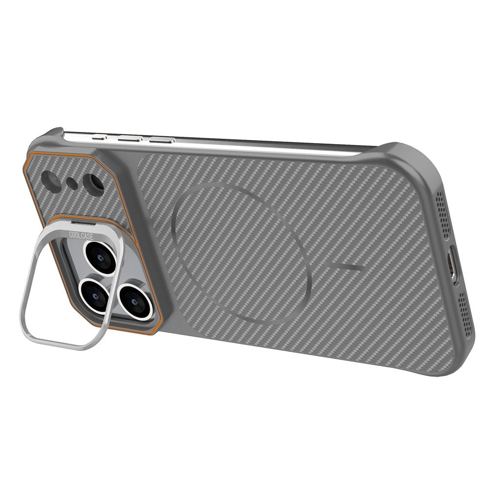 iPhone 18 Pro / 17 Pro EIDERWOOD Carbon Deksel m. Kickstand - MagSafe Kompatibel - Grå