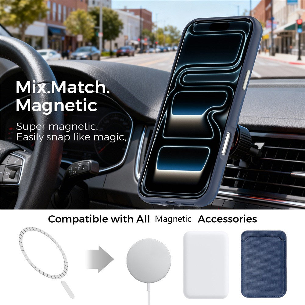 iPhone 18 Pro Max EIDERWOOD Kunstskinn Bak Deksel m. Avtakbar Kortholder - MagSafe Kompatibel - Blå