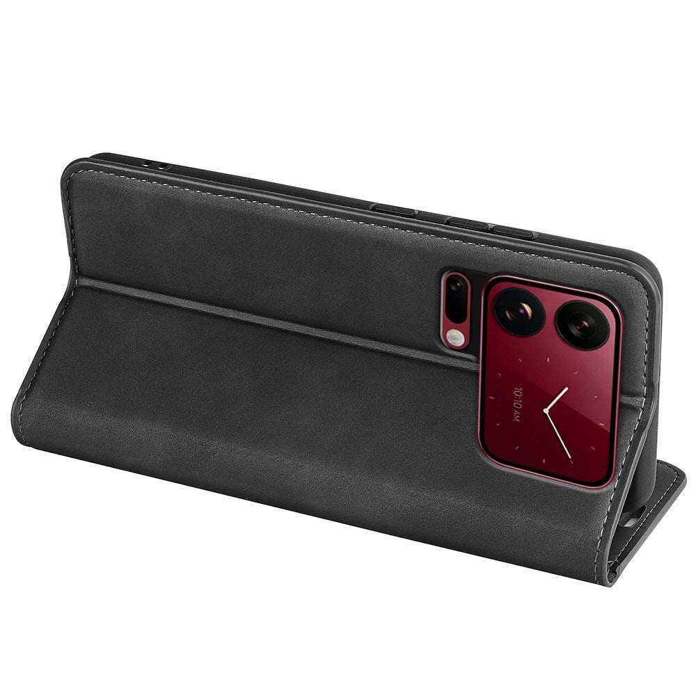 Xiaomi 18 Pro Max EIDERWOOD Flip Deksel i Kunstskinn med Lommebok og Stativfunksjon - Svart