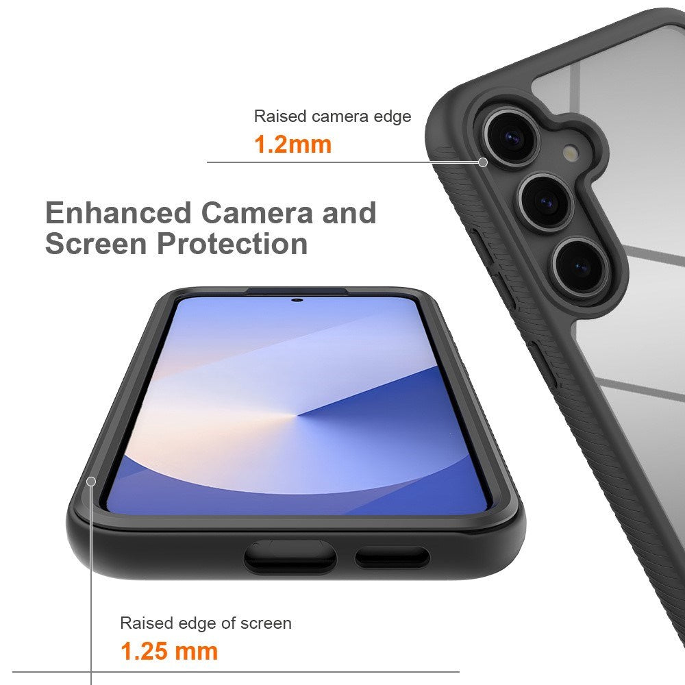 Samsung Galaxy S26 FE / S25 FE EIDERWOOD Hybrid Deksel med Innebygd Skjermbeskyttelse - Gjennomsiktig / Svart