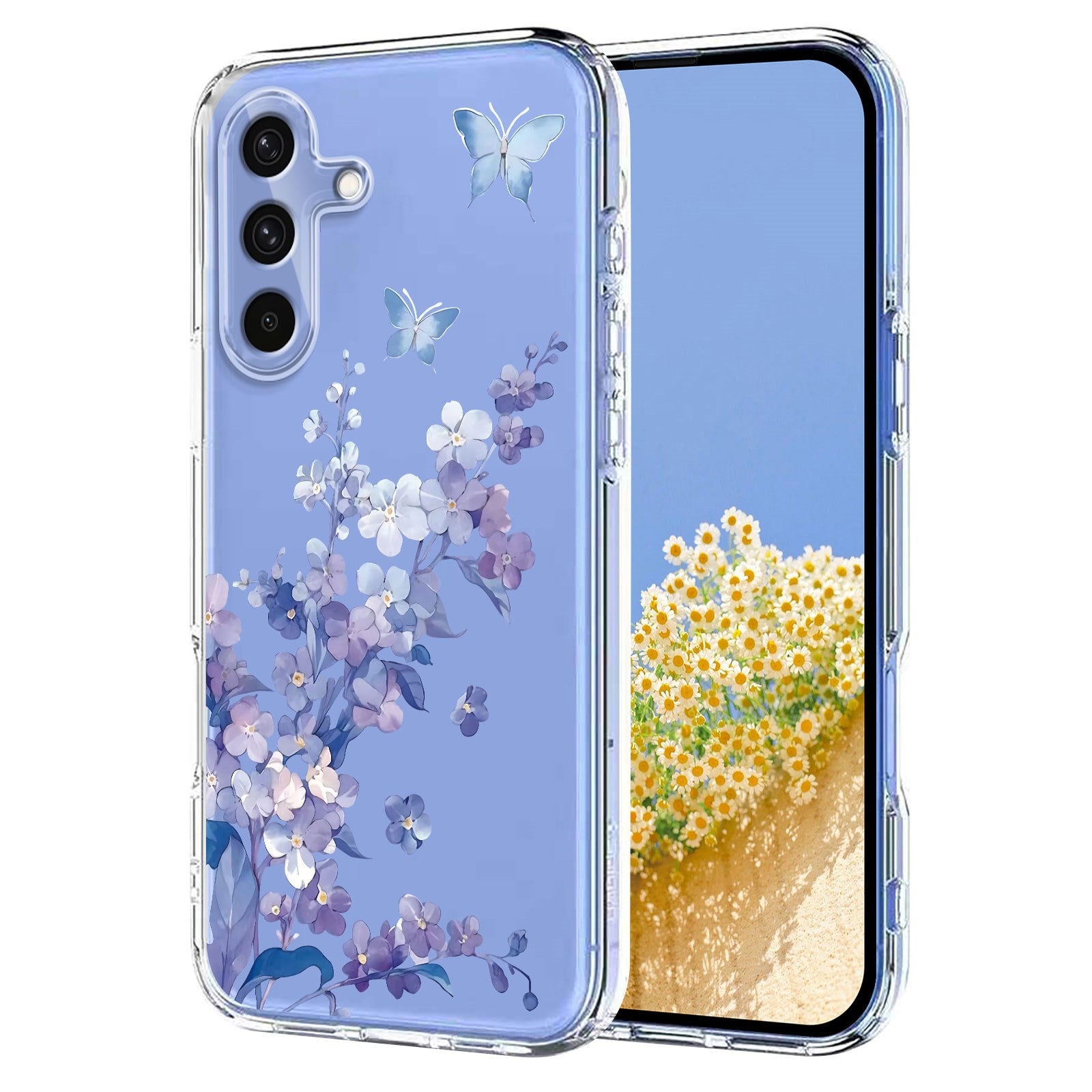 Samsung Galaxy S26 FE EIDERWOOD Fleksibelt Plast Deksel med Blomstermotiv - Gjennomsiktig / Fioler