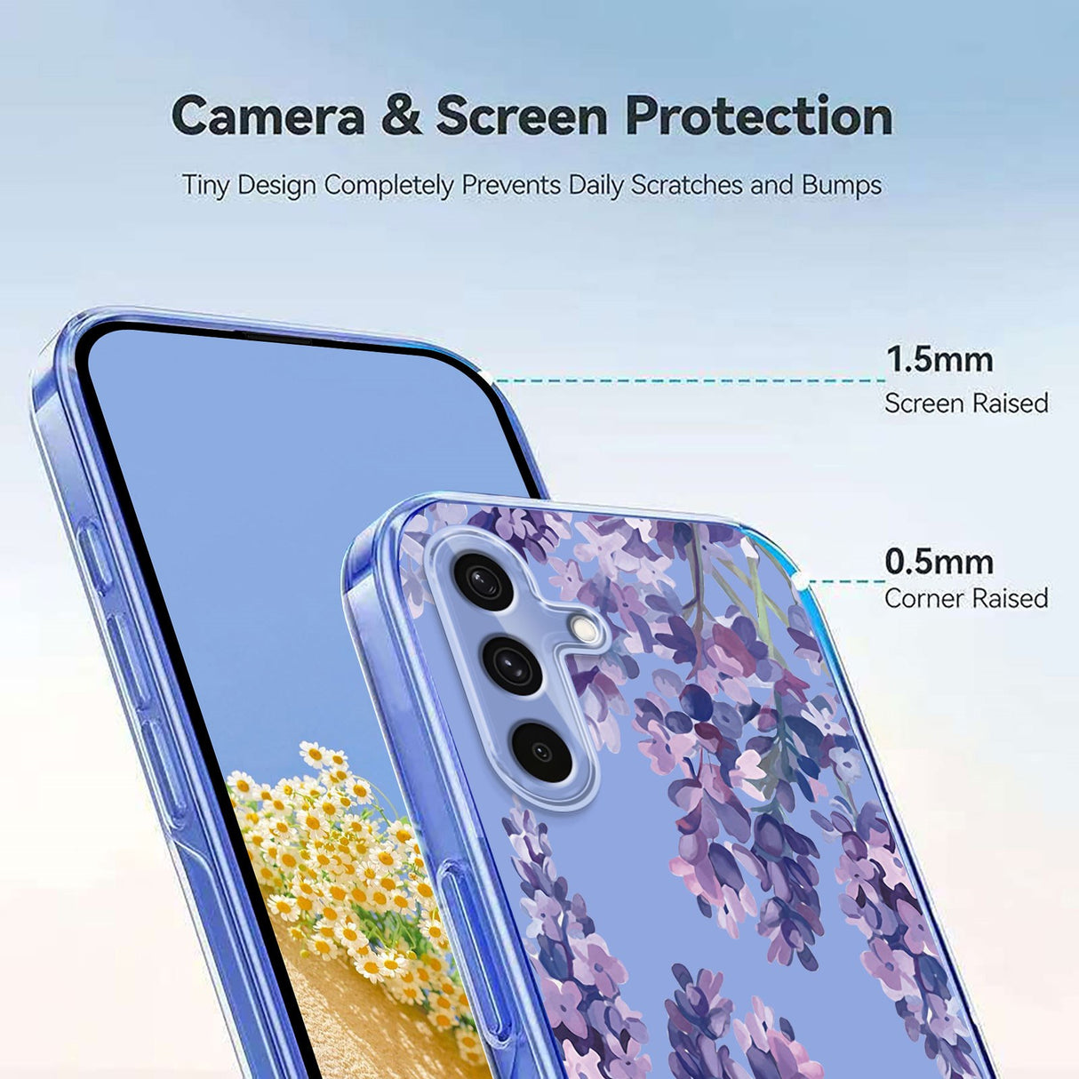 Samsung Galaxy S26 FE EIDERWOOD Fleksibelt Plast Deksel med Blomstermotiv - Gjennomsiktig / Blåregn