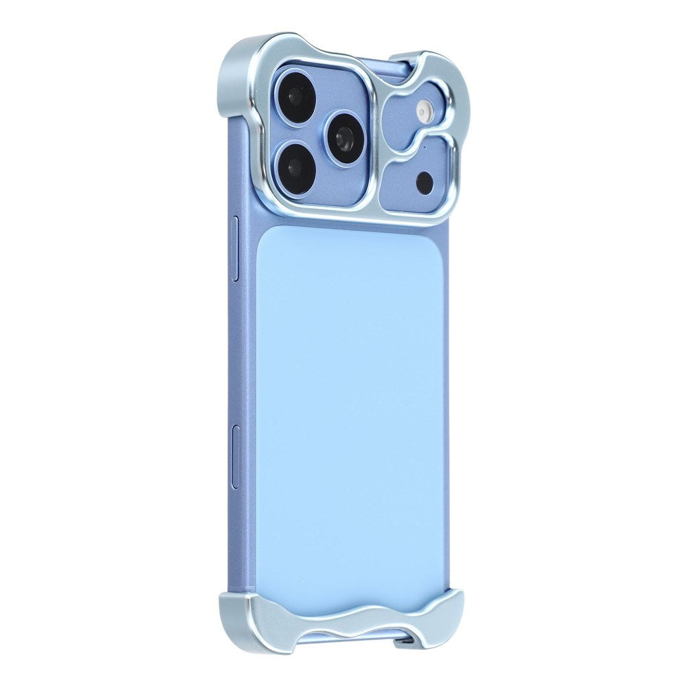 iPhone 18 Pro Max Todelt Metall Bumper Deksel - Blå