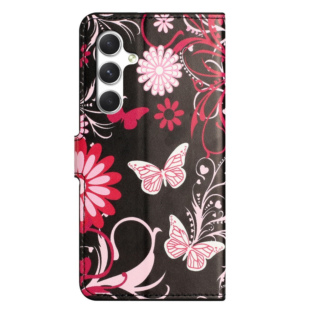 Samsung Galaxy S26 FE EIDERWOOD Flip Deksel med Kortholder og Stativ Funksjon - Svart / Sommerfugler
