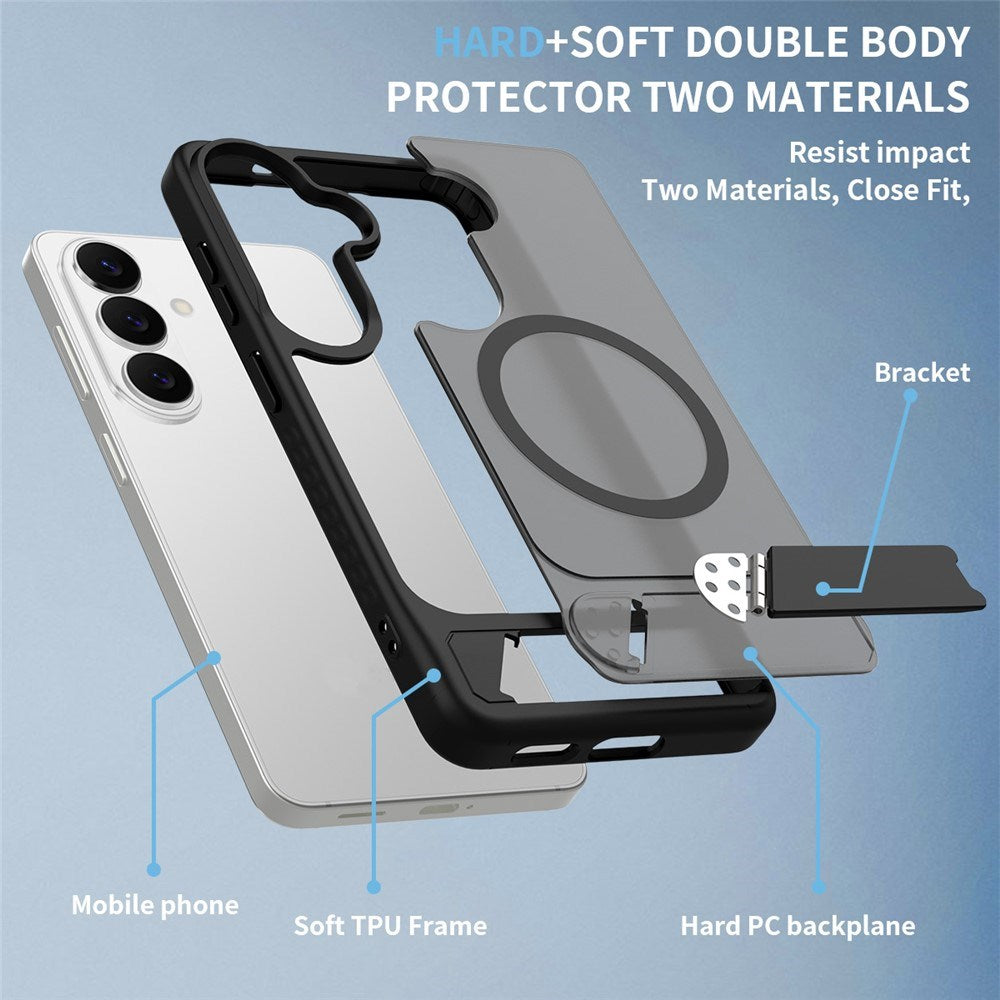 Samsung Galaxy S26 FE / S25 FE EIDERWOOD Hybrid Deksel m. Kickstand - MagSafe Kompatibel - Svart