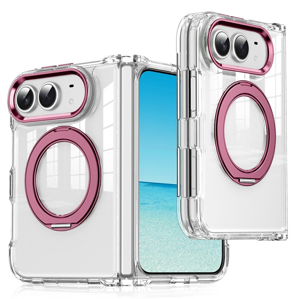 iPhone Fold EIDERWOOD Hybrid Deksel med Kickstand - MagSafe Kompatibel - Gjennomsiktig / Rosa