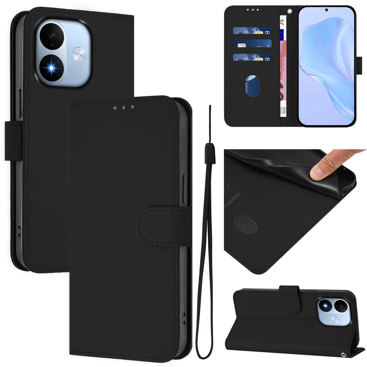 Xiaomi Redmi Note 17 (5G) EIDERWOOD Kunstskinn Flip Deksel m. Stropp - Svart