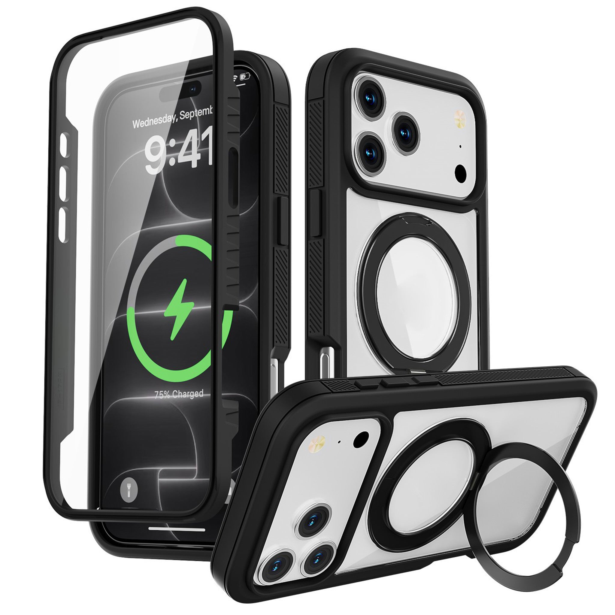 iPhone 18 Pro Max / 17 Pro Max EIDERWOOD Deksel med Skjermbeskyttelse og Stativfunksjon - MagSafe Kompatibel - Svart / Gjennomsiktig