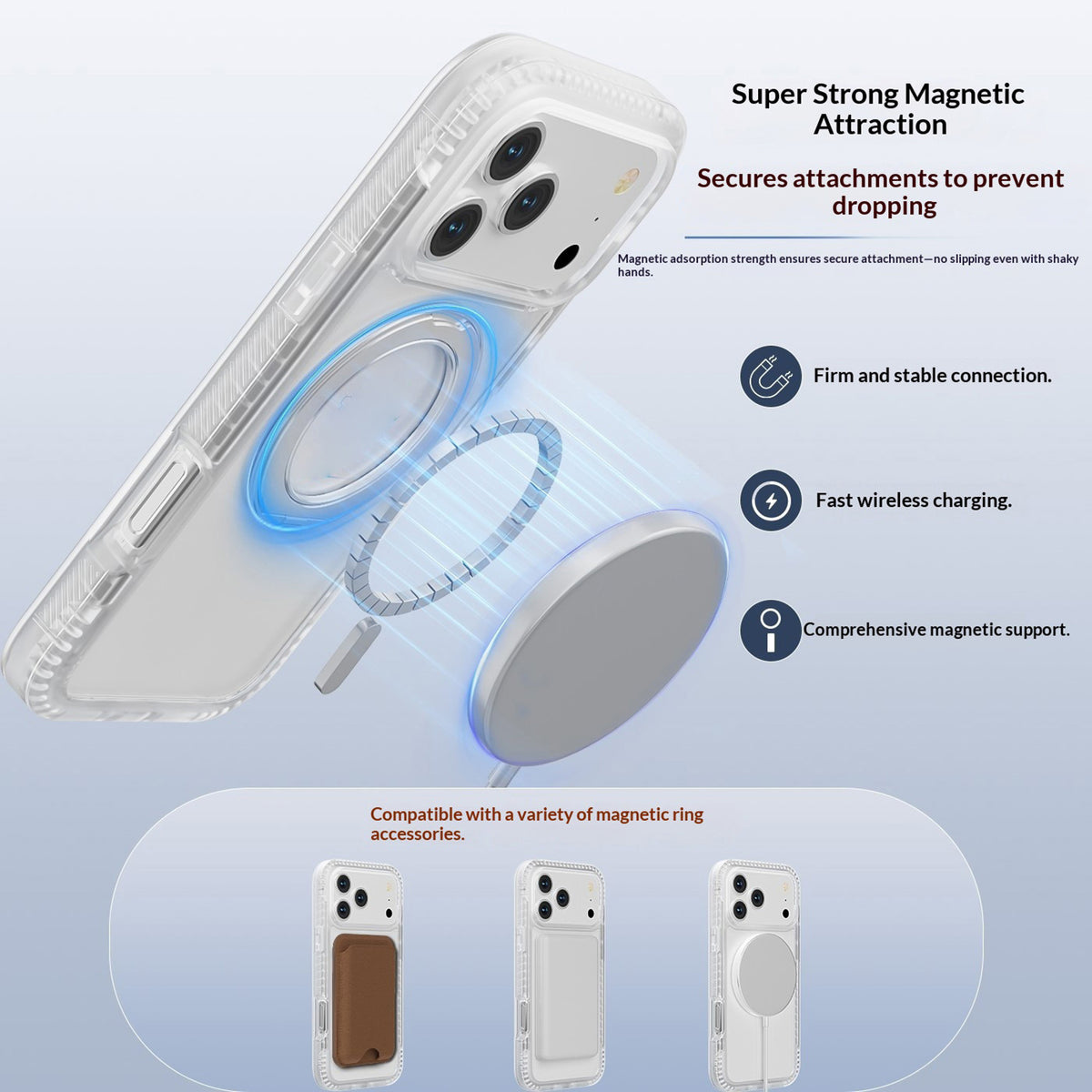 iPhone 18 Pro Max / 17 Pro Max EIDERWOOD Deksel med Skjermbeskyttelse og Stativfunksjon - MagSafe Kompatibel - Hvit / Gjennomsiktig
