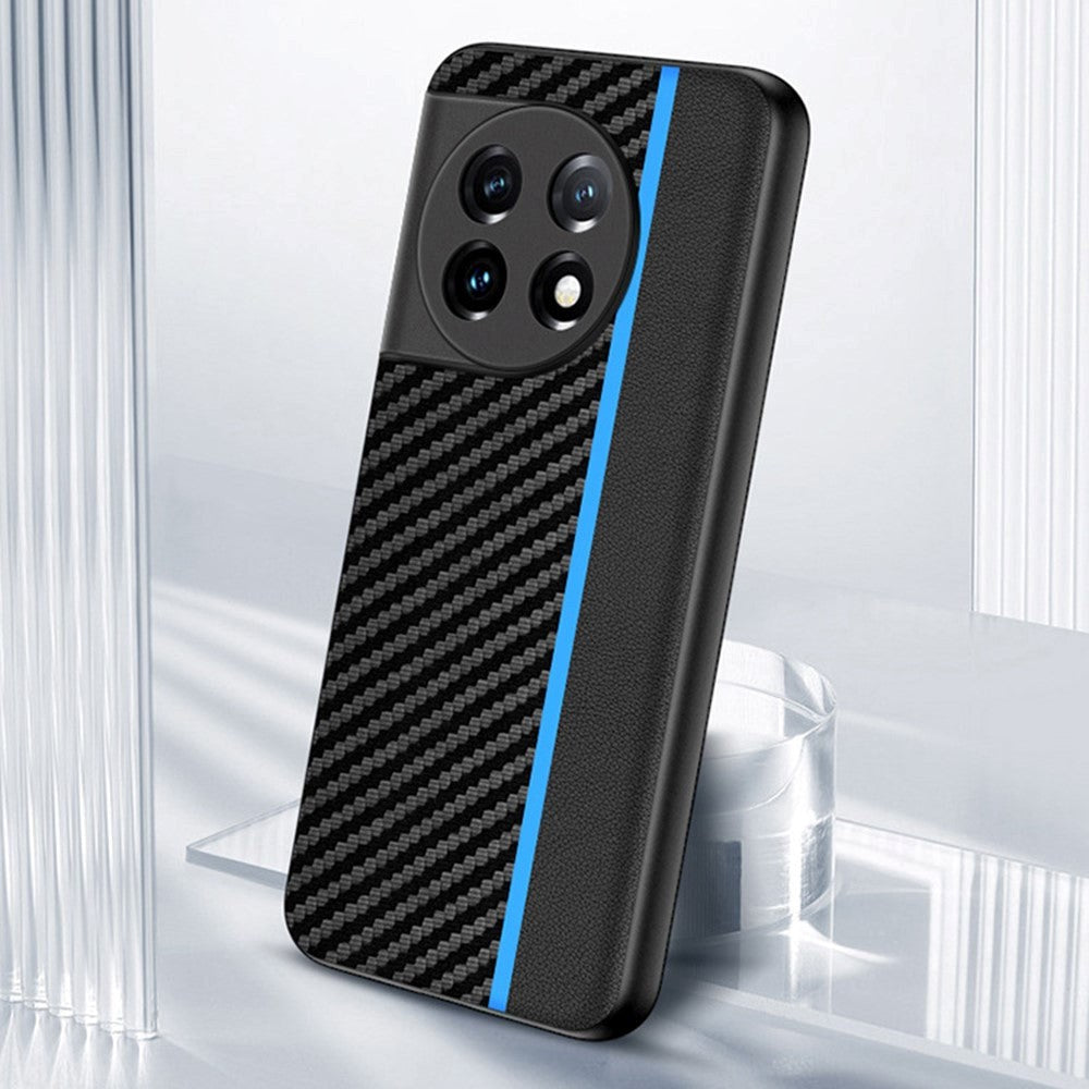One Plus 11 Karbon Plast & Kunstskinn Deksel - Svart / Rød