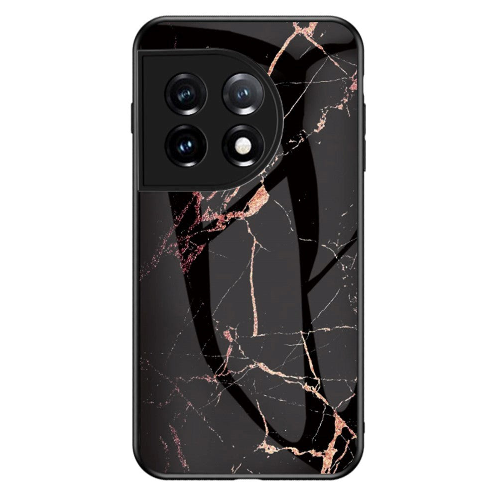 OnePlus 11 Deksel m. Bakside av Glass - Gold Black Marble