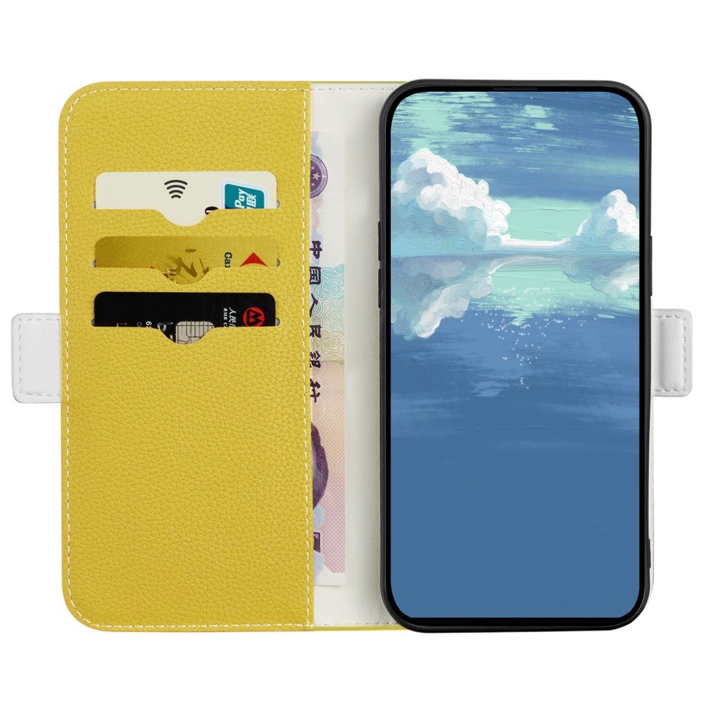 Samsung Galaxy A24 PU Litchi Skin Flip Deksel med Magnetisk Luk - Gul