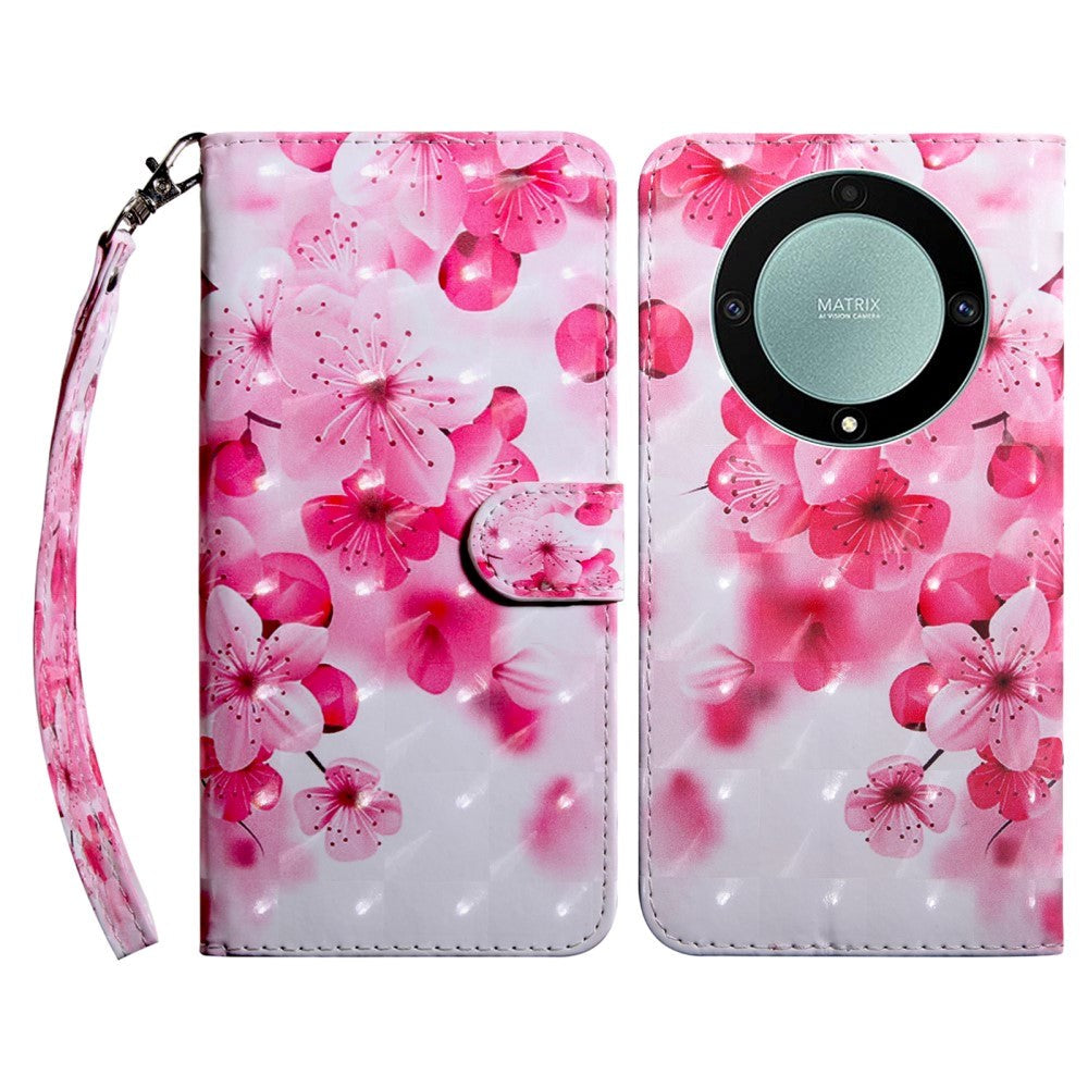 Honor Magic5 Lite Light Spot Skinndeksel - Rosa Blomster