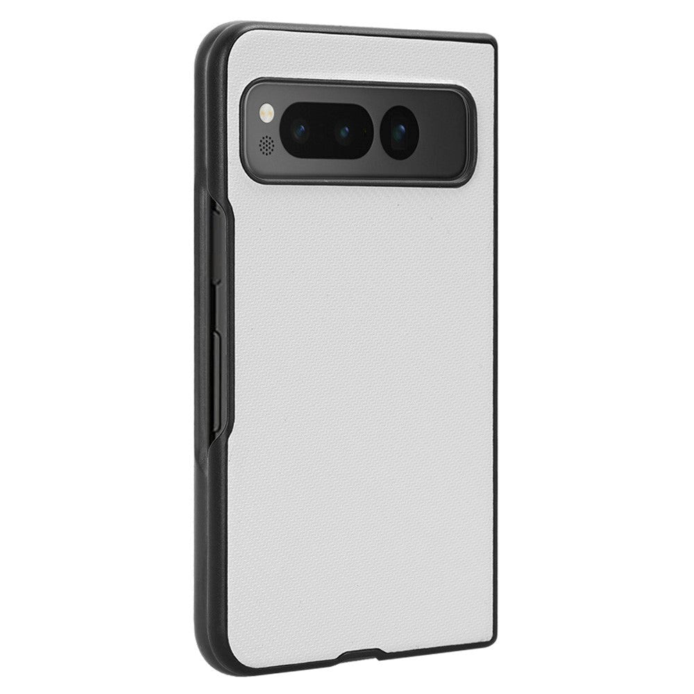 Google Pixel Fold Skinnkledd Plast Deksel - Hvit Carbon