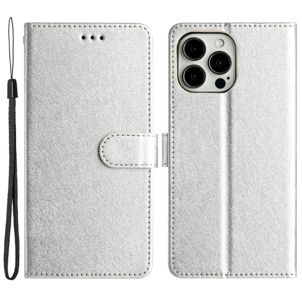 EIDERWOOD iPhone 12 Pro Max Deksel i Kunstskinn med Lommebok & Stropp - Sølv