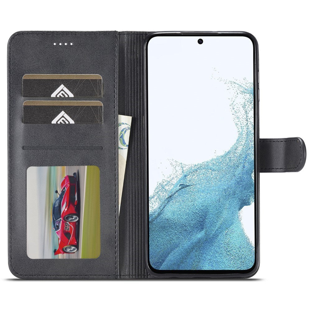 EIDERWOOD Samsung Galaxy S23 FE Kunstskinn Flip Deksel med Stativ & Lommebok - Svart