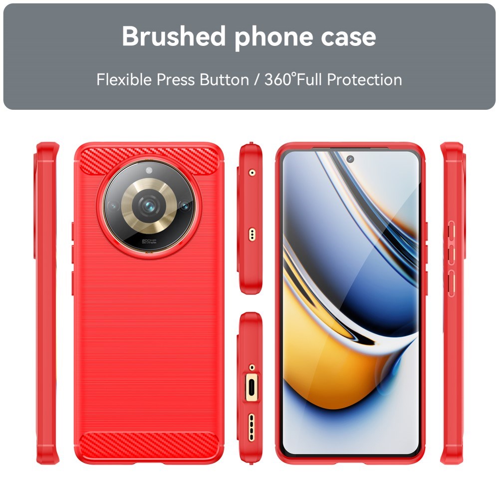 Realme 11 Pro+ 5G / 11 Pro 5G Brushed Carbon Deksel - Rød