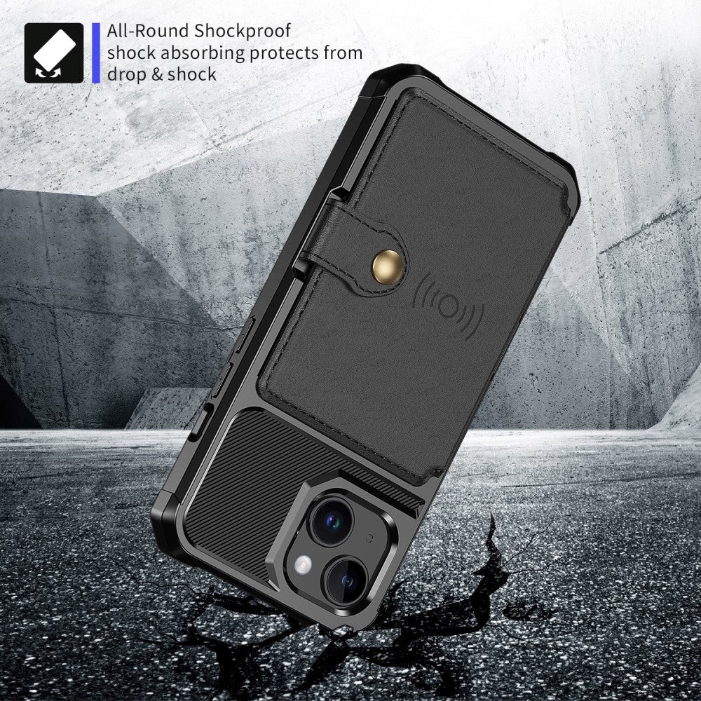 iPhone 15 Hybrid Deksel med Lommebok - Svart