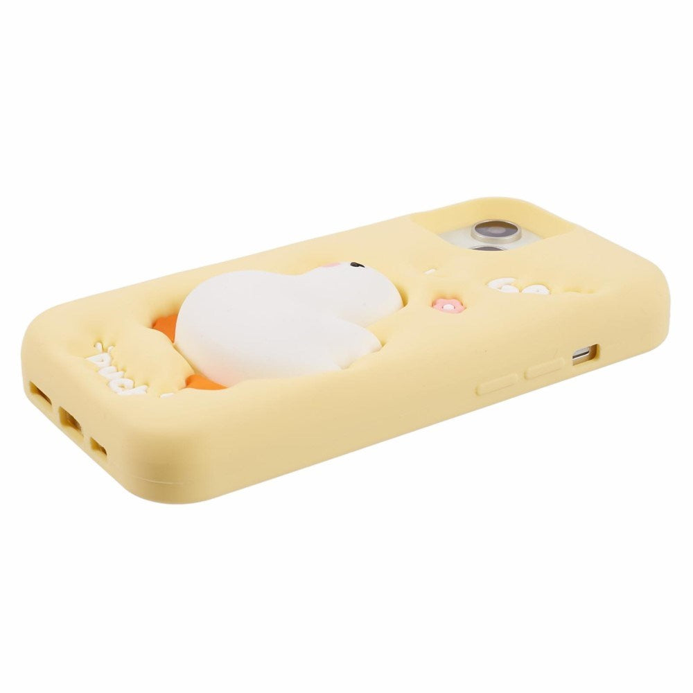EIDERWOOD iPhone 14 Silikon Deksel med 3D Andedesign – Gul