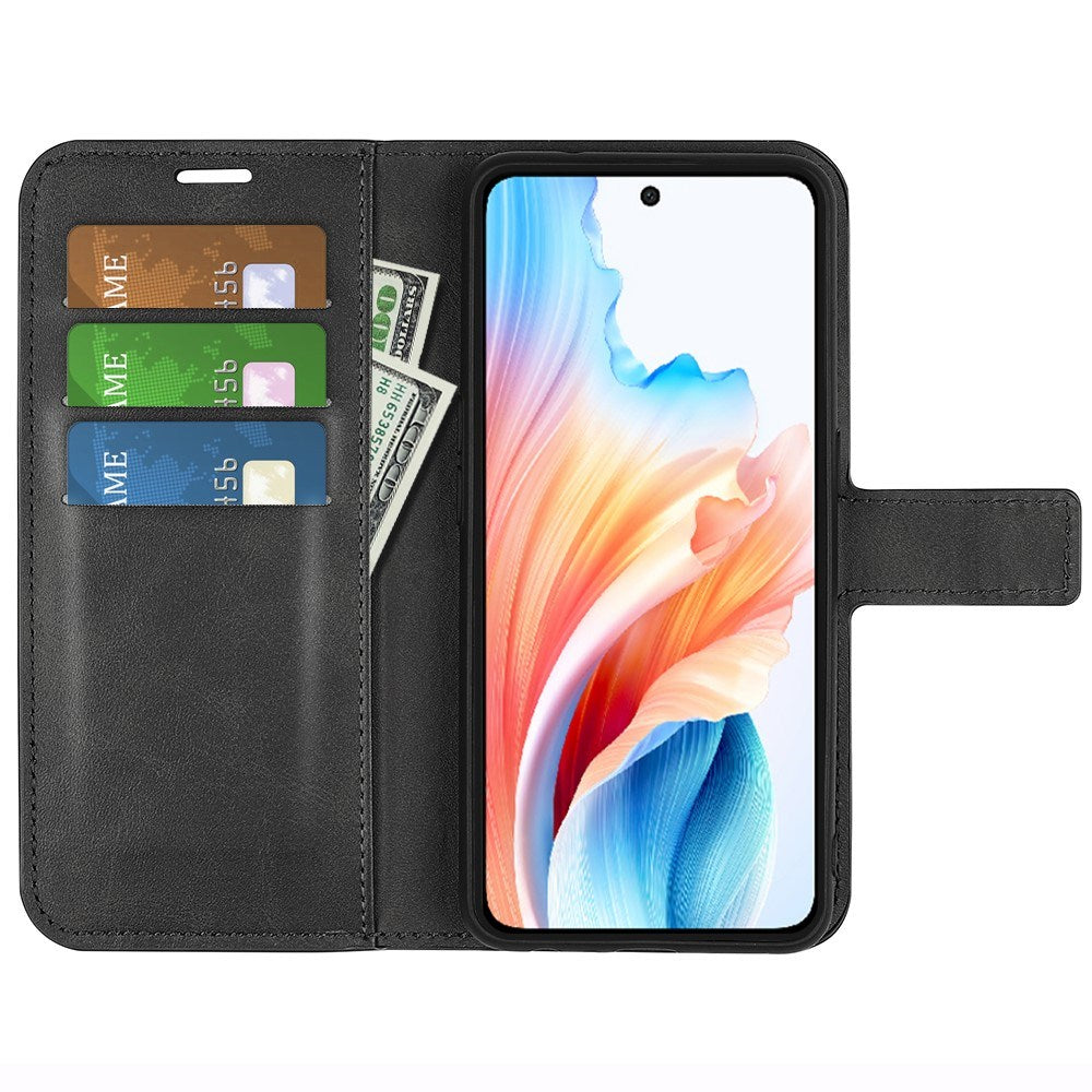 EIDERWOOD OPPO A79 (5G) / A2 (5G) Kunst Skinn Flippdeksel med Lommebok og Stativ - Svart