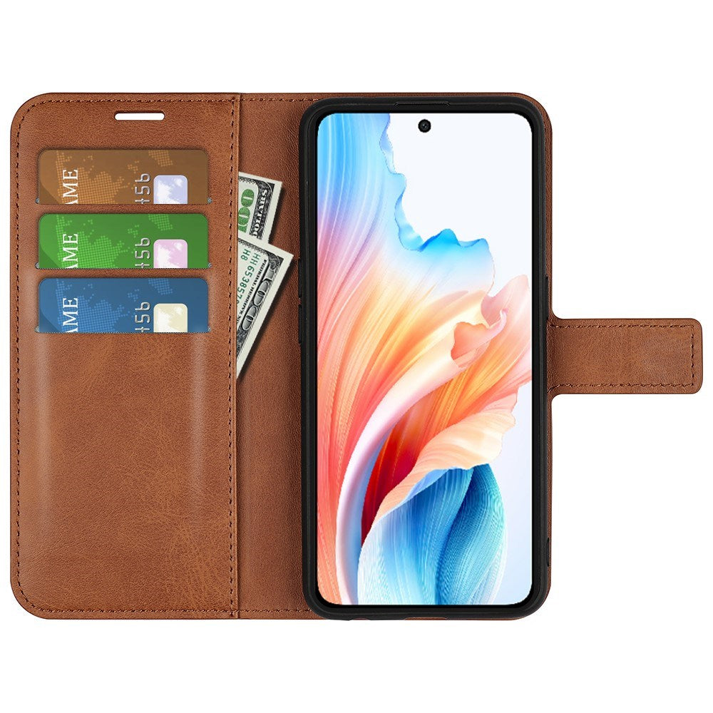 EIDERWOOD OPPO A79 (5G) / A2 (5G) Kunst Skinn Flippdeksel med Lommebok og Stativ - Lys Brun