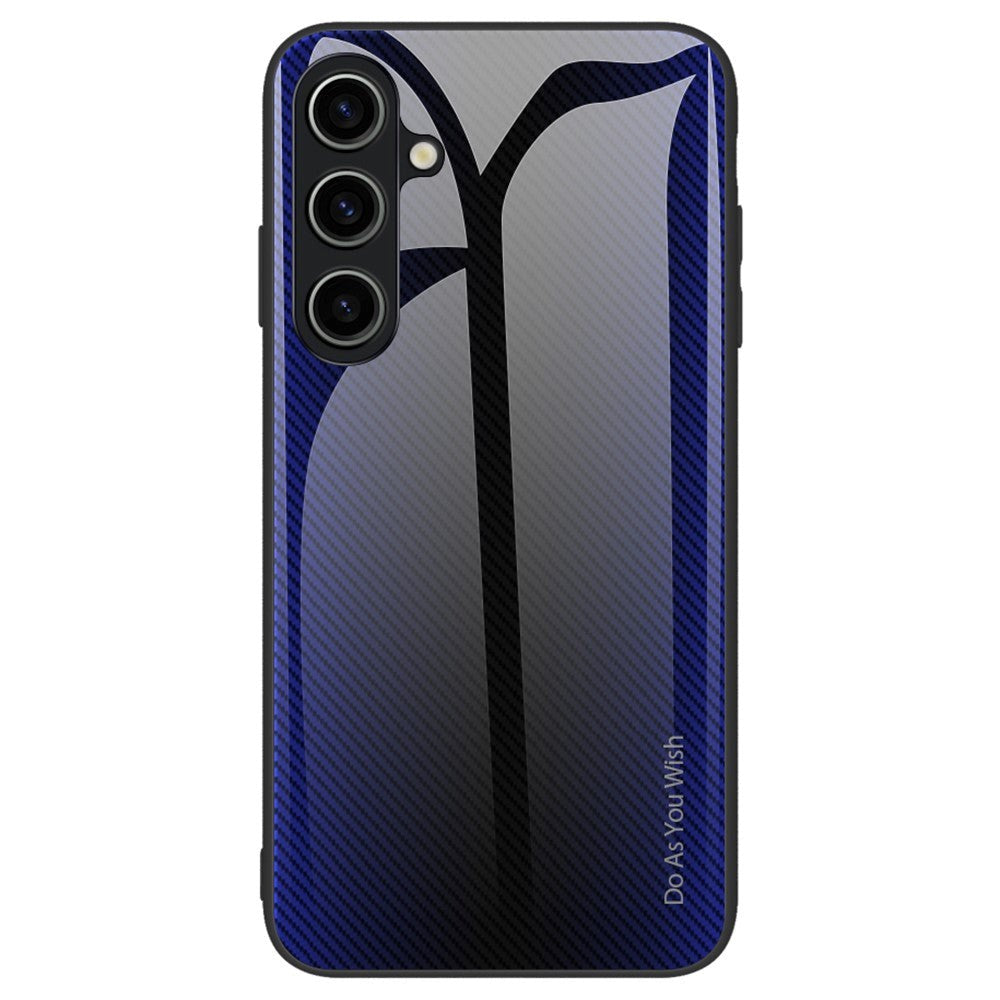 Samsung Galaxy A55 (5G) Deksel m. Glassbakside - Blå / Svart