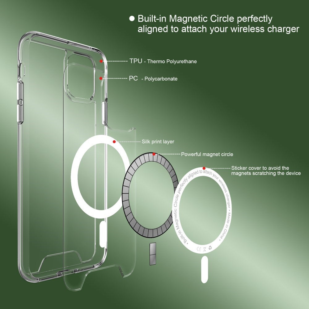 EIDERWOOD iPhone 11 Pro Max Hybrid Plast Deksel - MagSafe Kompatibel - Gjennomsiktig / Hvit