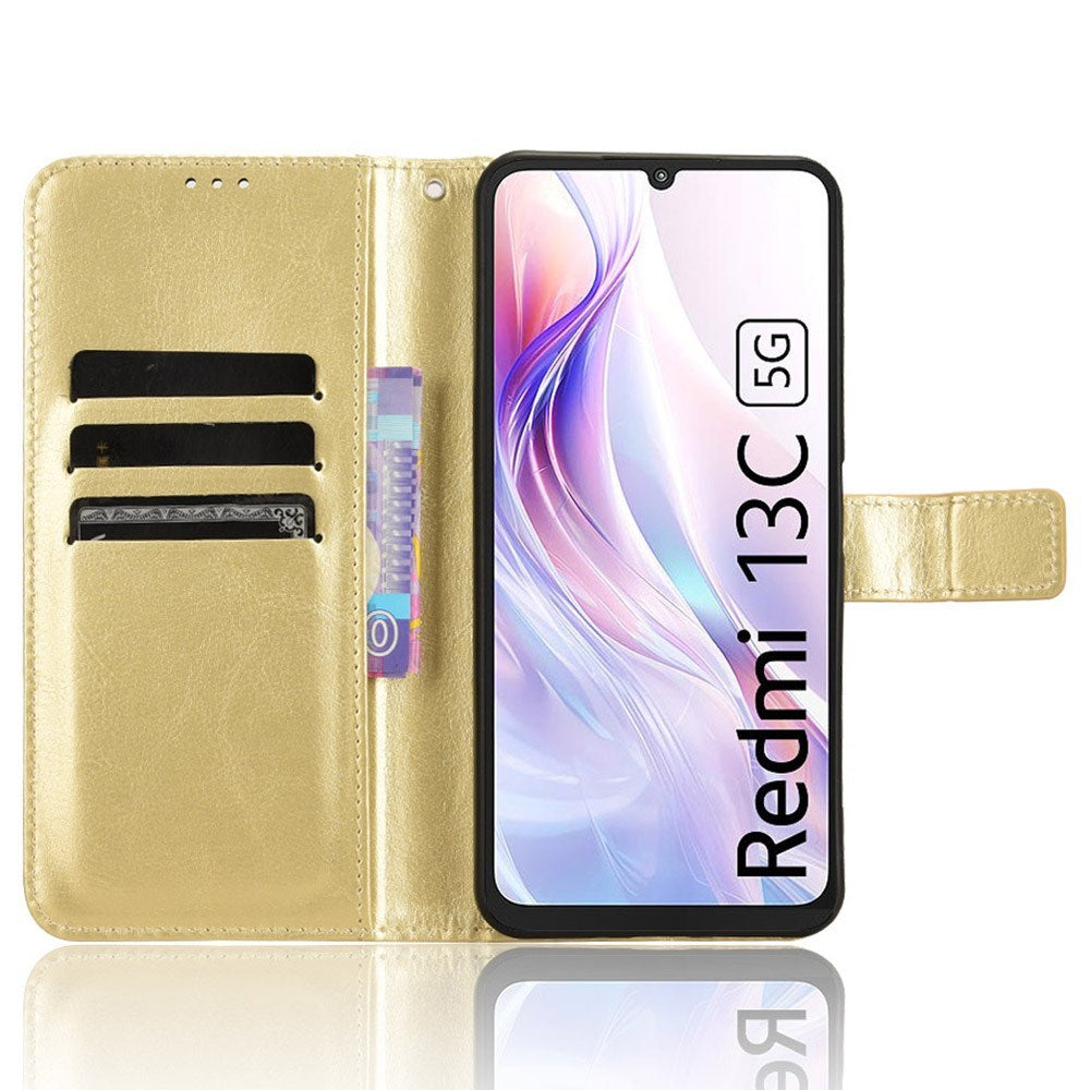 EIDERWOOD Xiaomi Redmi 13C (5G) Kunstskinn Flip Deksel m. Strop - Gull