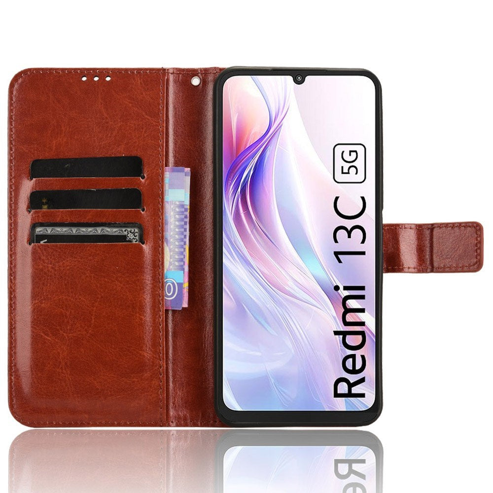 EIDERWOOD Xiaomi Redmi 13C (5G) Kunstskinn Flip Deksel m. Strop - Brun