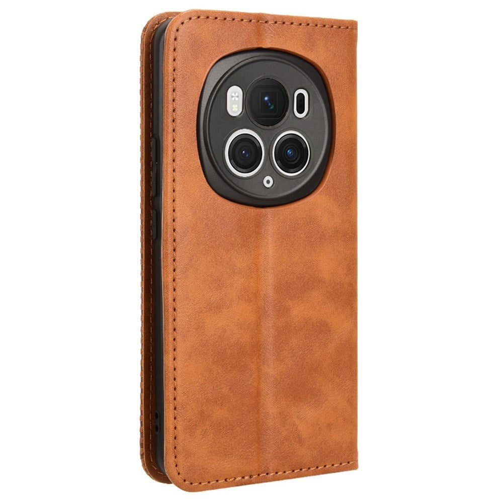 EIDERWOOD Honor Magic6 Pro (5G) Magnetisk Kunstskinn Flip Deksel - Brun