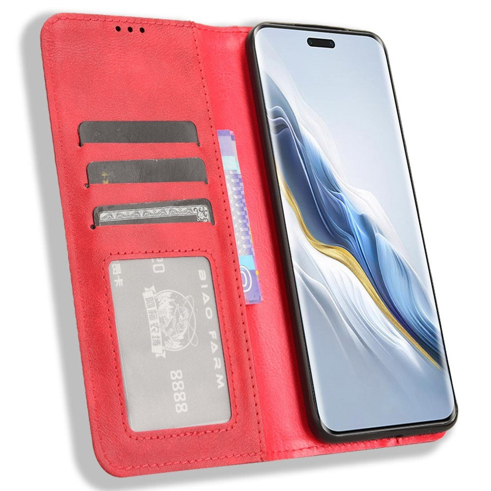 EIDERWOOD Honor Magic6 Pro (5G) Magnetisk Kunstskinn Flip Deksel - Rød