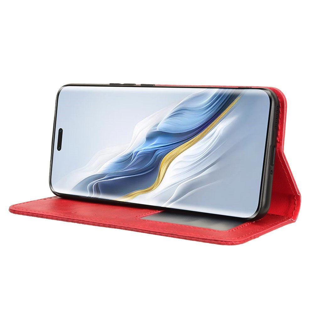 EIDERWOOD Honor Magic6 Pro (5G) Magnetisk Kunstskinn Flip Deksel - Rød